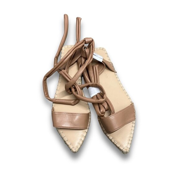 Just Fab x Kelly Rowland Flat Sandals Beige Size 7 Espadrille Style With Wraparo - Picture 2 of 6